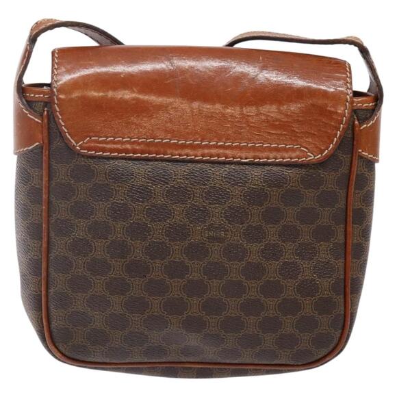 CELINE Macadam Canvas Shoulder Bag Pvc Leather Brown Gold - Picture 3 of 12